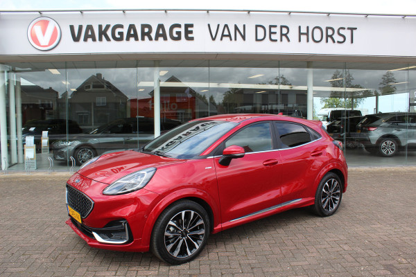 Ford Puma 1.0 155 pk EcoBoost Hybrid ST-Line Vignale Navigatie, Camera, Bluetooth, Leer , Winterpack , Dodehoek detectie Stoelmassage , Zeer Luxe en Sportieve uitvoering , Garantie t/m 04-2025