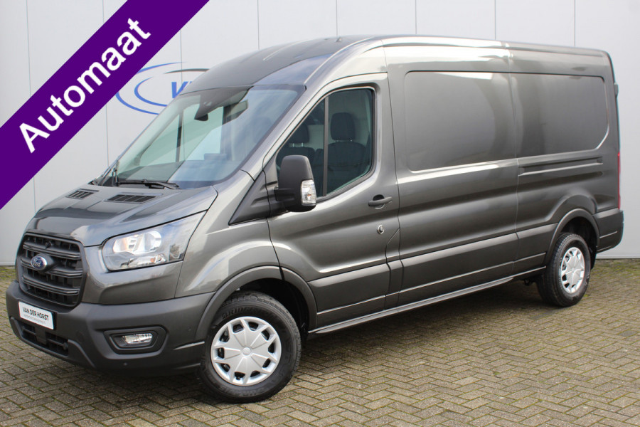 Ford Transit 350 2.0-170pk TDCI L3H2 Trend AUTOMAAT ! Net ingereden, uit voorraad leverbaar ! Volautm. airco, metallic lak, lane- en side assist, adaptive cruise, navigatie by Apple carplay/Android auto cntrl, bijrijdersbank, USB aansluiting etc.