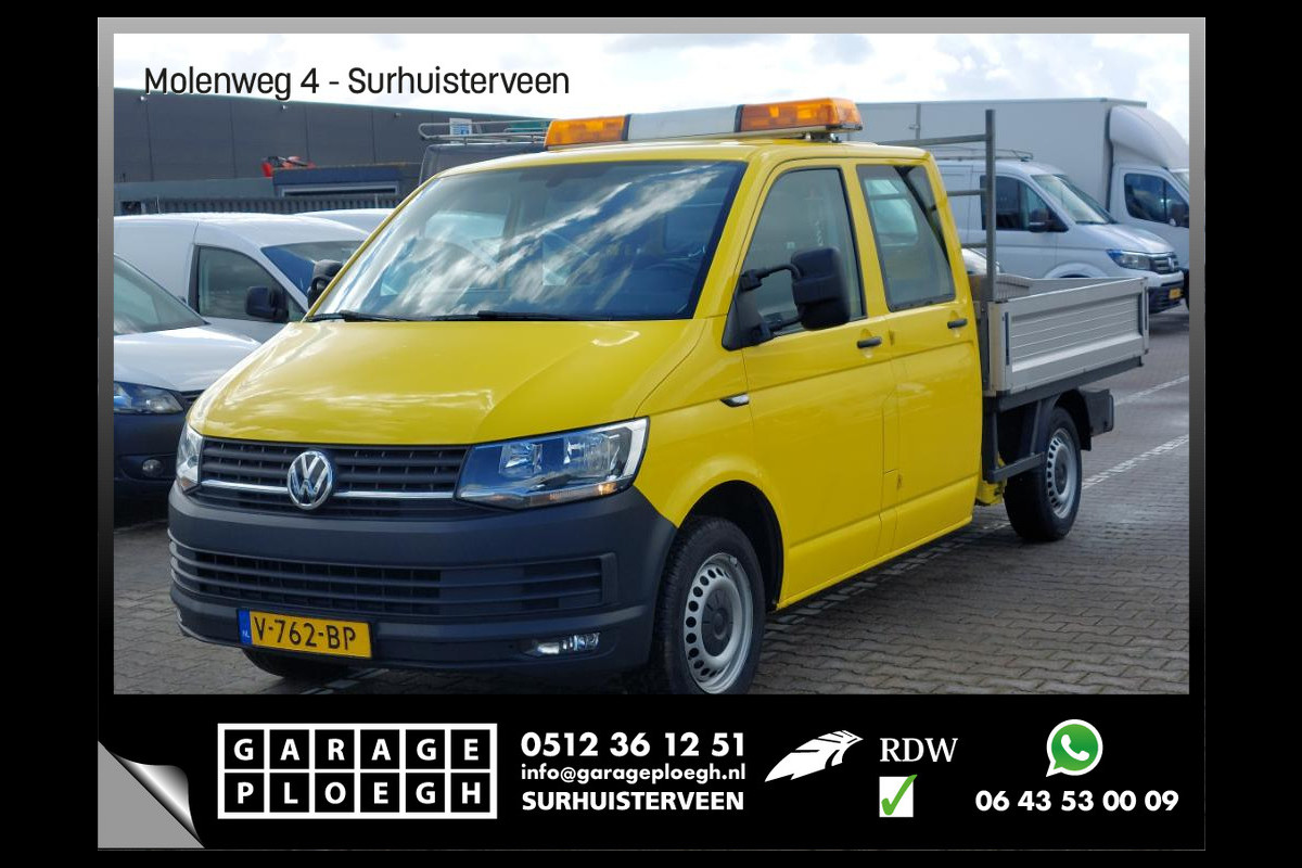 Volkswagen Transporter 2.0 TDI L2H1 DC Hiab kraan Kastinrichting Trekhaak Airco Cruise Comfortline