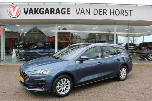 Ford FOCUS Wagon 1.0-155pk EcoBoost Mild-Hybrid Titanium. Fabrieksgarantie t/m 29-01-2027 ! SYNC 4, Volautm. airco dual,  adaptive cruise cntrl, stoel-, stuur- en voorraam verwarming, lane- en sideassist, metallic lak, LM wielen, elektr. panoramadak etc, etc.