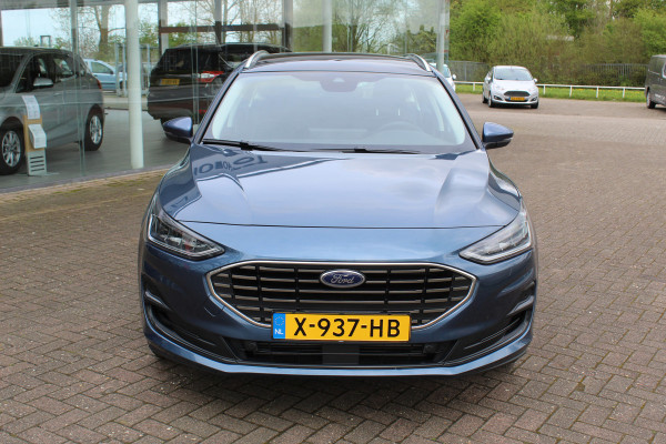 Ford FOCUS Wagon 1.0-155pk EcoBoost Mild-Hybrid Titanium. Fabrieksgarantie t/m 29-01-2027 ! SYNC 4, Volautm. airco dual,  adaptive cruise cntrl, stoel-, stuur- en voorraam verwarming, lane- en sideassist, metallic lak, LM wielen, elektr. panoramadak etc, etc.