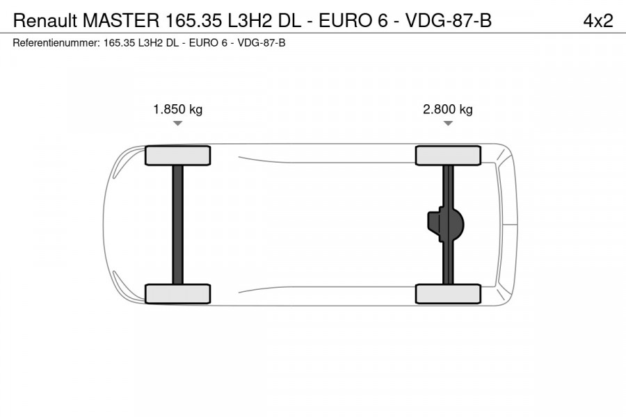 Renault Master 165.35 L3H2 DL - EURO 6 - VDG-87-B