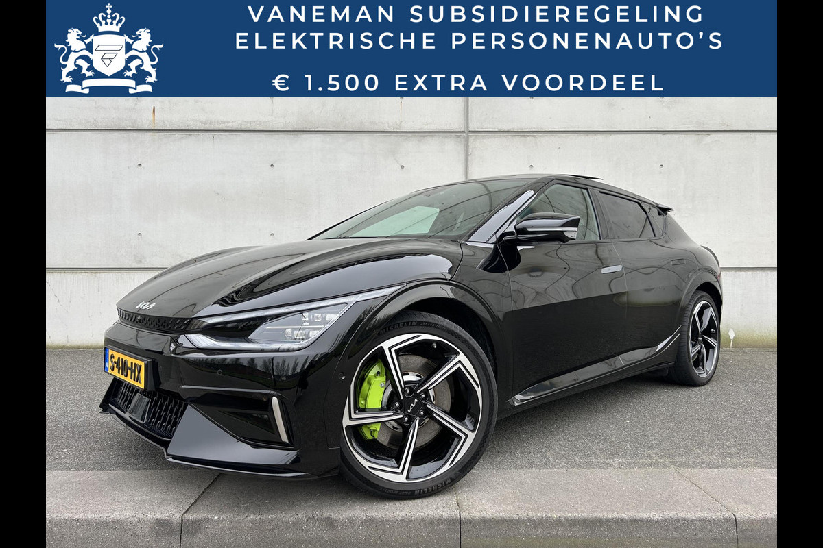 Kia Ev6 GT AWD 585 PK 77.4 kWh Automaat | 360 Camera | Panoramadak | Sport-stoelen | Meridian Audio | 20” Velgen | BSD | Clima | Key-Less | Stuur-/Stoelverwarming | PDC | Cruise | LED |