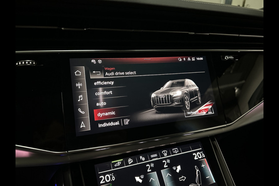 Audi Q7 60 TFSIe 465pk Competition | RS-Stoelen | Panorama | 360 View | B&O Sound | Laser-LED | Panorama | Keyless-Go | ACC | Soft Close | 2x Memory | Luchtvering | Trekhaak | Stoelverwarming V+A | DAB | Rijklaarprijs incl. Service en Bovag garantie | Nw.Pr. 133000,=.