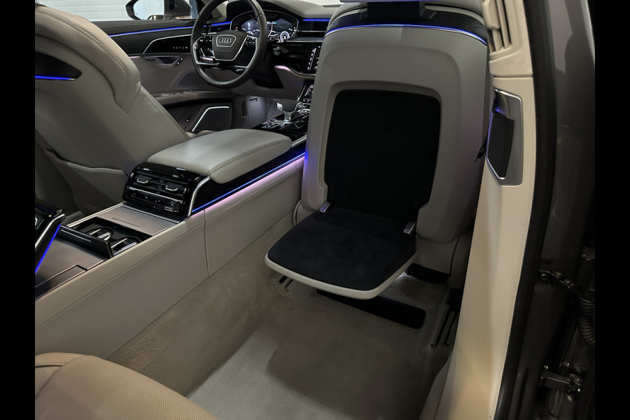 Audi A8 55 TFSI Quattro Lang | Rear-Seat Ent. | Massage V+A | B&O High-End | 360 View | Panorama | Luchtvering | Soft-Close | Laser-LED  Valcona-Leder | ACC | Head-Up | Alcantara hemel | ISO-Glas | Trekhaak | Standkachel | Keyless-Go | Tour-Pakket | Alarm |