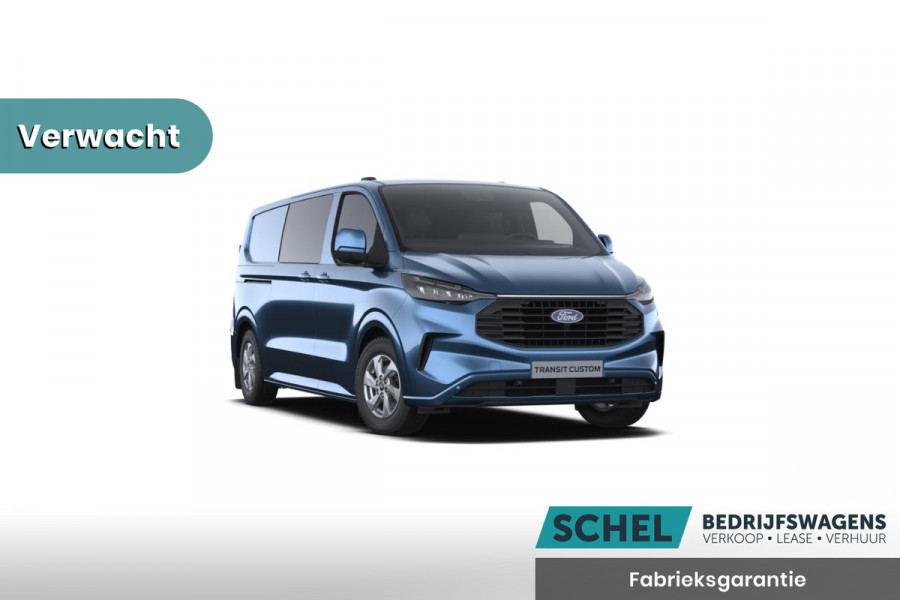 Ford Transit Custom 320 2.0 TDCI L2H1 Limited DC 170pk - Adaptive Cruise - Navi - 2x Schuifdeur - Verwarmd stuur - 70l tank - 17" LM velgen - Rijkla