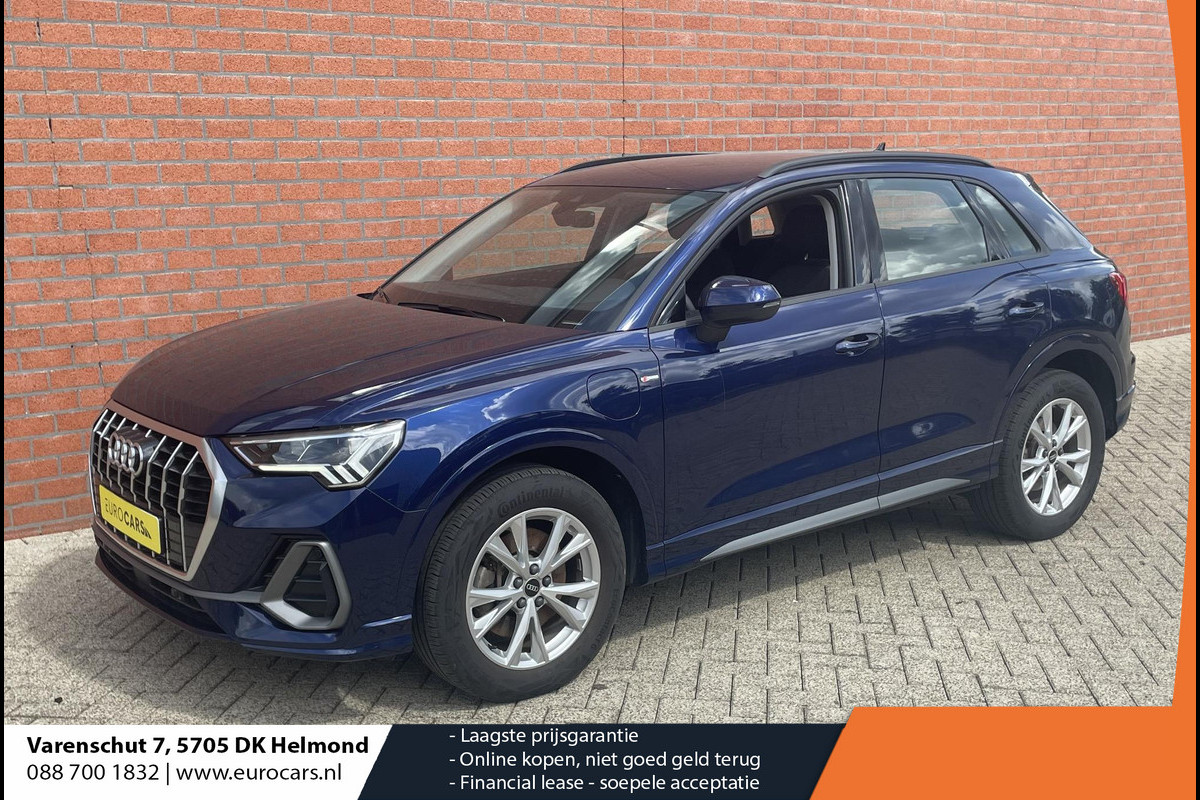 Audi Q3 45 TFSI e 245pk S-tronic S-Line Plus Navigatie Apple Carplay/Android Auto Adaptive Cruise Control Parkeersensoren High Beam Assist Virtual Cockpit Stoelverwarming Ledverlichting Elektrische achterklep Climate Control