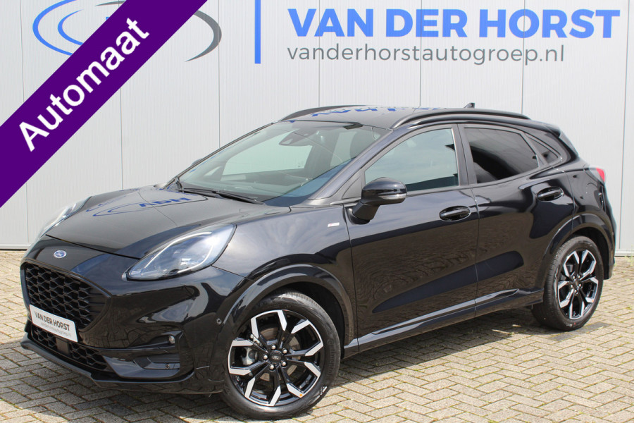 Ford Puma 1.0-125 pk EcoBoost Mild Hybrid ST-Line X AUTOMAAT ! Gun uzelf het plezier en comfort van een automaat ! Ca. €. 10.000,- beneden de nieuwprijs ! Cruise Control, Climate Control, Achteruitrijcamera, Parkeersensoren v+a, metallic lak, LM wielen, Navigatie, Telefoonvoorb., etc.