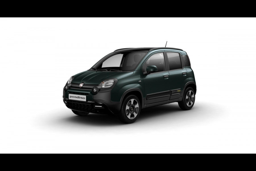 Fiat Panda Hybrid Pandina | Airco | Cruise | Priv Glass | Dakrails | 15" | PDC | Apple Carply | Forest Green