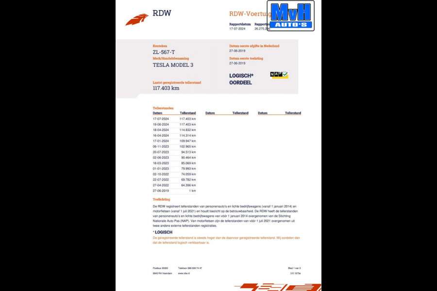 Tesla Model 3 Long Range RWD 75kWh|AUTOPILOT|PANO|LEER|NAP