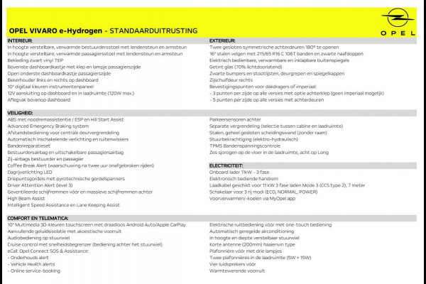 Opel Vivaro e-Hydrogen Brandstofcel/elektromotor 136pk L2 400km WLTP actieradius | tot 1.000kg laadvermogen |
