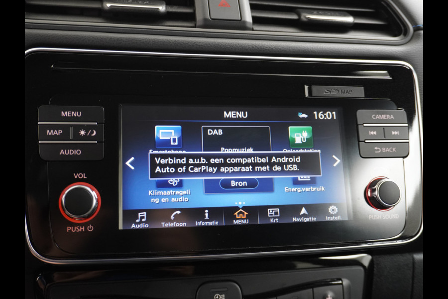 Nissan Leaf Carplay - Android Auto Bose Ecc Leder Stoel+Stuur verw. Navi Adap. Cruise Control LMV 360 Camera Multimedia DAB Led Regen-licht  Eco - E-Pedal