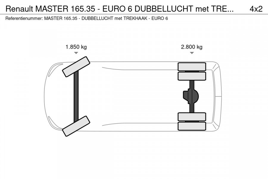 Renault Master 165.35 - EURO 6 DUBBELLUCHT met TREKHAAK - LAADBAK INW. 4.40 METER