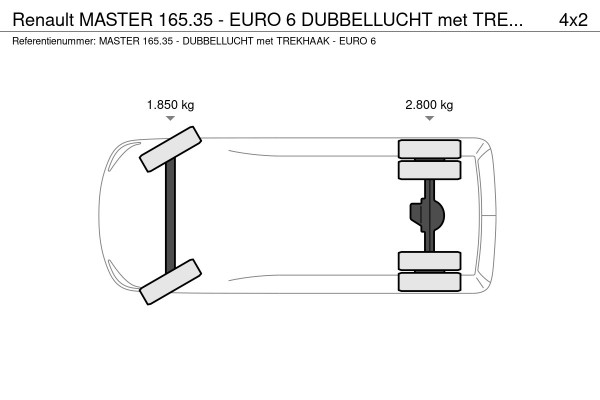Renault Master 165.35 - EURO 6 DUBBELLUCHT met TREKHAAK - LAADBAK INW. 4.40 METER