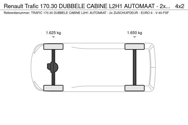 Renault Trafic 170.30 DUBBELE CABINE L2H1 AUTOMAAT - 2x ZIJSCHUIFDEUR - EURO 6 - V-40-FSF