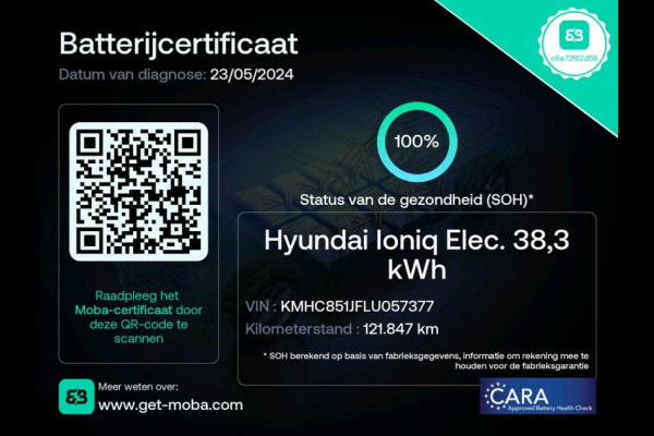 Hyundai IONIQ Premium EV 38 kWh (INCL-BTW)  *PANO | VOLLEDER | FULL-LED | NAVI-FULLMAP | CAMERA | ADAPT.CRUISE |  LANE-ASSIST | MEMORY-PACK | AMBIENT-LIGHT | KEYLESS | BLIND-SPOT | VIRTUAL-COCKPIT | COMFORT-SEATS*