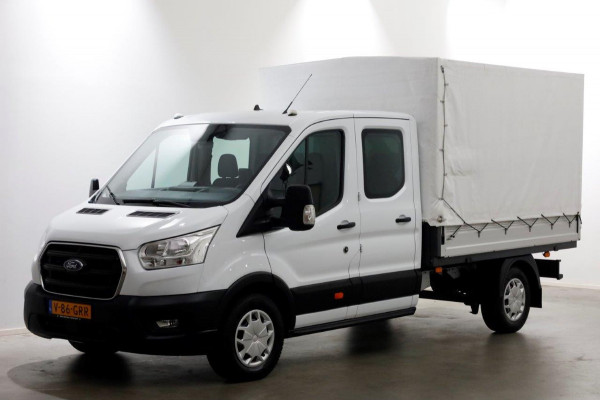 Ford Transit 350 2.0 TDCI 130pk L3H1 D.C. Trend Open Laadbak met huif Trekhaak 2800kg 11-2021