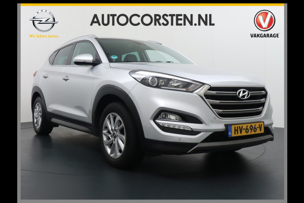 Hyundai Tucson AUTOM.T177pk Leer Camera Navi Trekhaak PDC-a+v Dual-ECC DAB StoelVerwarmd 17" Verkeersbord detectie 1.6 T-GDi Comfort 4WD Spoorwisselassistent Rijstrooksensor Voorruit+Sproeier+wissers-Verwarmd Stoel+bank-Verwarmd Licht+RegenSensor Voetgangersbescherm Privacy-Glas Dashboardvak koeling DBC ESP AWD 4x4 ideale cara EURO6 Orig.NL auto