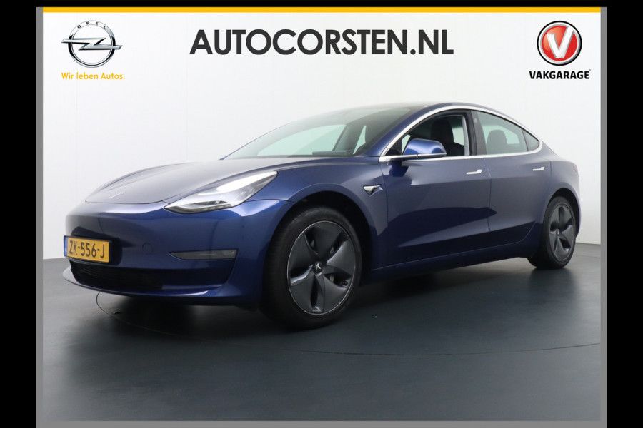 Tesla Model 3 SR+ 325PK AutoPilot Leer PanoDak Adaptive cruise 18" Camera's Elektr.-Stuur+Stoelen+Spiegels+Geheugen+Easy-Entry+Verwarmde stoel Ecc Navigatiesysteem full map LED-a+v Koplampspoeiers Comfortstoel(en) ACC Dual-ECC DAB Voorverwarmen interieur via App Keyless via Telefoonsleutel One-Pedal-Drive Origin. NLse auto ! 1e eigenaar