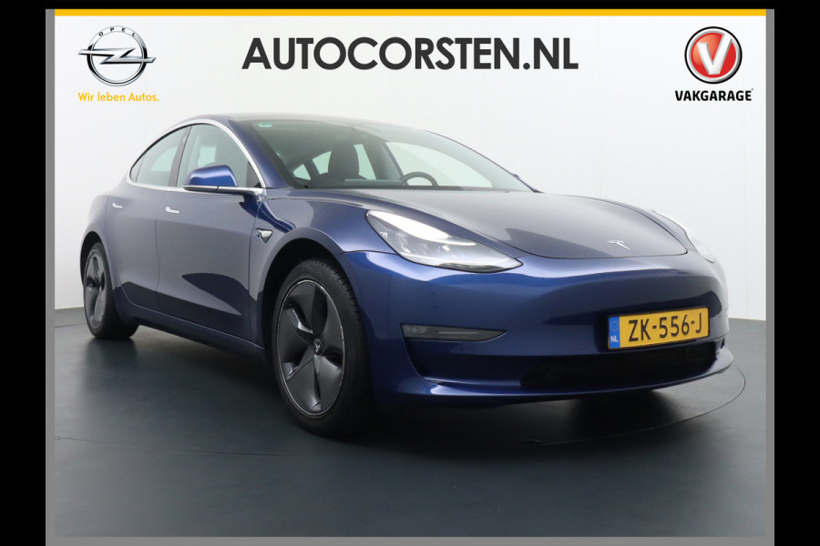 Tesla Model 3 SR+ 325PK AutoPilot Leer PanoDak Adaptive cruise 18" Camera's Elektr.-Stuur+Stoelen+Spiegels+Geheugen+Easy-Entry+Verwarmde stoel Ecc Navigatiesysteem full map LED-a+v Koplampspoeiers Comfortstoel(en) ACC Dual-ECC DAB Voorverwarmen interieur via App Keyless via Telefoonsleutel One-Pedal-Drive Origin. NLse auto ! 1e eigenaar