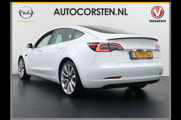 Tesla Model 3 Performance 513pk 0-100 3,4 sec. 20" FSD-vb. AutoPilot Carbon Spoiler Premium-HiFi Pano.dak Camera Leer Adaptive-Cruise+Stop&Go  4wd Rode Remklauwen Premium Audio Veel grip door 4WD vierwielaandrijving.  Origineel Nederlandse auto ! Orig.NL auto  1e eigenaar