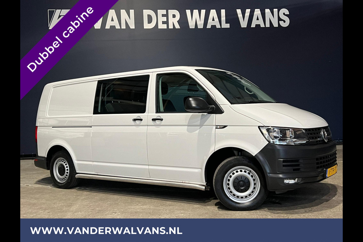 Volkswagen Transporter 2.0 TDI 150pk L2H1 Dubbele Cabine inrichting Euro6 Airco | Navigatie | 2500kg Trekhaak Apple Carplay, Android Auto, Cruisecontrol, Parkeersensoren, 5-zits, Sidebars, Achterklep