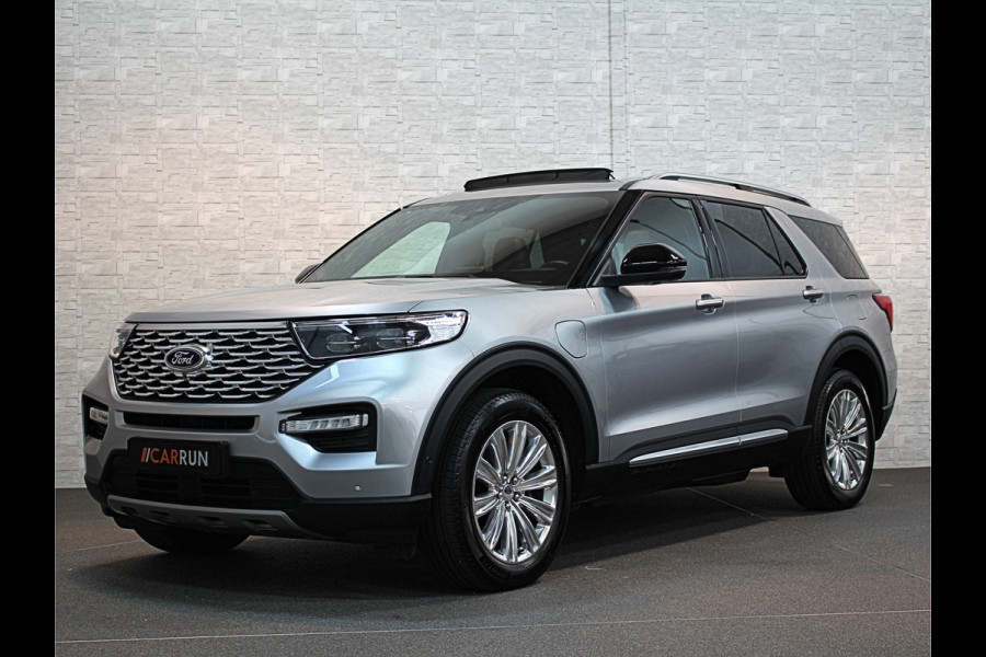 Ford Explorer 3.0 PHEV Platinum 457 PK | Panorama | 360 View | Massage | ACC | B&O Sound | Stoelventilatie | **FABRIEKSGARANTIE** | Memory | Trekhaak | Keyless-Go | 20'' | Stoelverwarming V+A | Voorruit Verwarming | Carplay | Draadloos Laden | Sfeerverlichting | 3-Zone Clima | DAB |