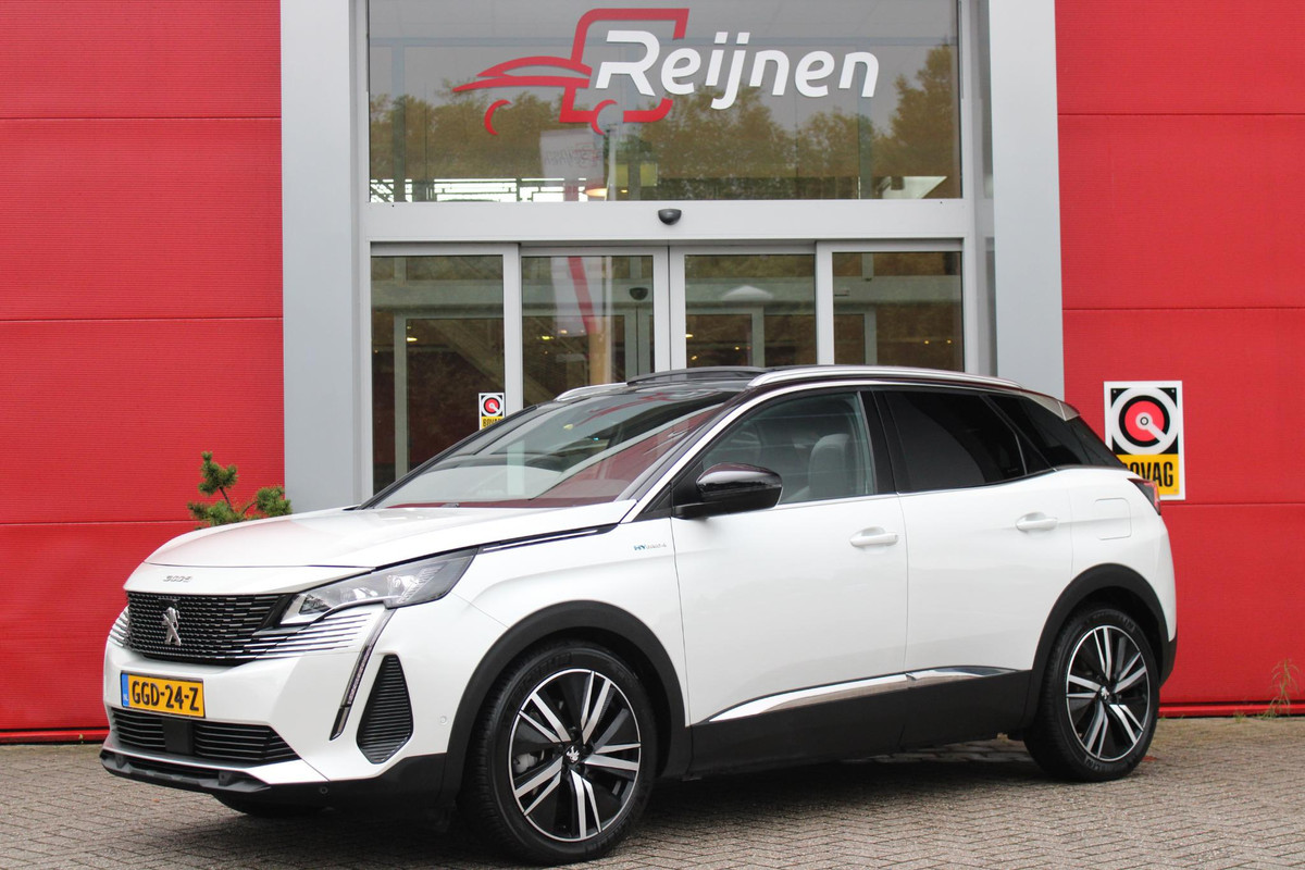 Peugeot 3008 1.6 HYbrid4 300PK GT PACK BUSINESS | PANORAMISCH SCHUIF/KANTEL DAK | NIGHT VISION | LEDEREN BEKLEDING | MASSAGE STOELEN | ELEKTRISCHE STOELEN MET GEHEUGEN FUNCTIE | STOEL VERWARMING | FULL LED KOPLAMPEN | 360°C CAMERA | KEYLESS ENTRY/START | NAVIGATIE 10" TOUCHSCREEN | APPLE CARPLAY/ANDROID AUTO | DODEHOEK BEWAKING | FOCAL AUDIO SYSTEM | ADAPTIVE CRUISE CONTROL | ELEKTRISCHE ACHTERKLEP | DAB+ RADIO | 19" LICHTMETALEN VELGEN | DRAADLOZE TELEFOON LADER |