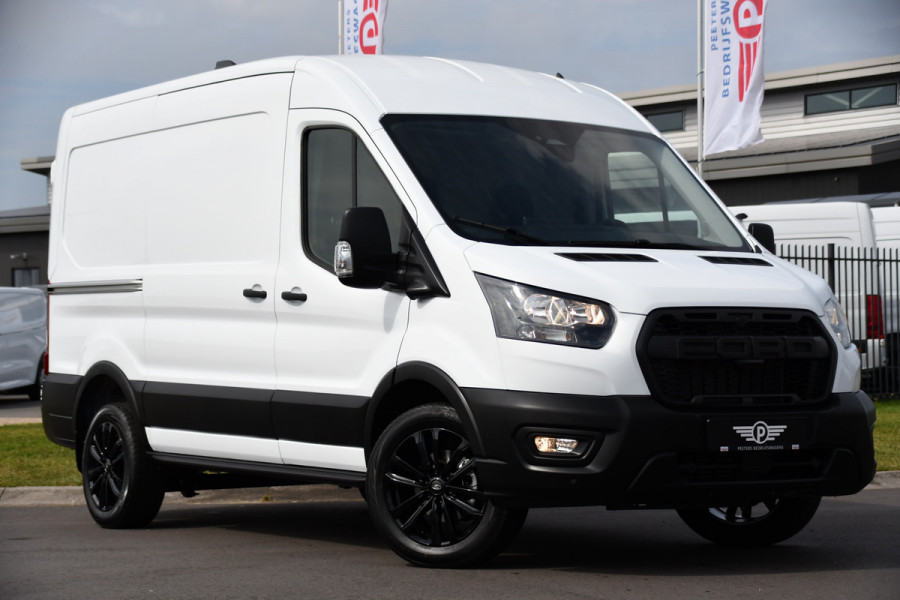 Ford Transit 350 2.0 TDCI L2H2 Black & White Edition Facelift! Virtual, Adaptieve Cruise, Automaat, 360 Camera, 130PK, Carplay, Sensoren, UNIEK!