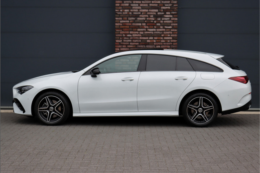 Mercedes-Benz CLA-Klasse Shooting Brake 250 e AMG Line Aut8 | Facelift | Panoramadak | Distronic+ | Memory | Verwarmd Stuuwiel | Leder | HUD | Sfeerverlichting | Augmented Reality | Surround Camera | Keyless Go |