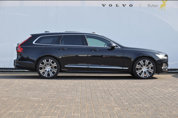 Volvo V90 T6 350PK Automaat Recharge AWD Ultimate Bright / Stoelmassage / Stoelventilatie en verwarming / Luchtvering / 360 Camera / Nappaleder / Head-up display / Apple Carplay / BLIS /