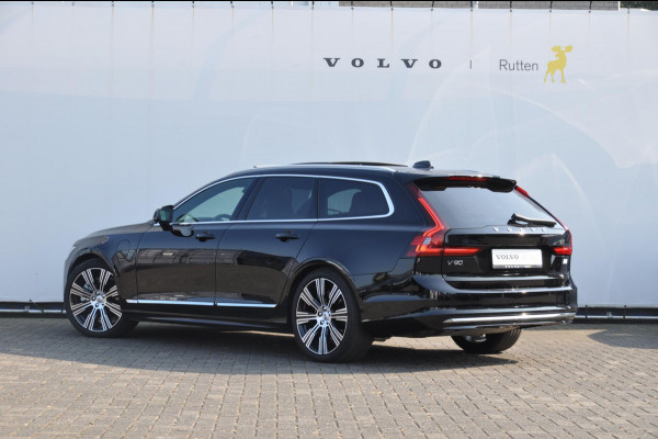 Volvo V90 T6 350PK Automaat Recharge AWD Ultimate Bright / Stoelmassage / Stoelventilatie en verwarming / Luchtvering / 360 Camera / Nappaleder / Head-up display / Apple Carplay / BLIS /