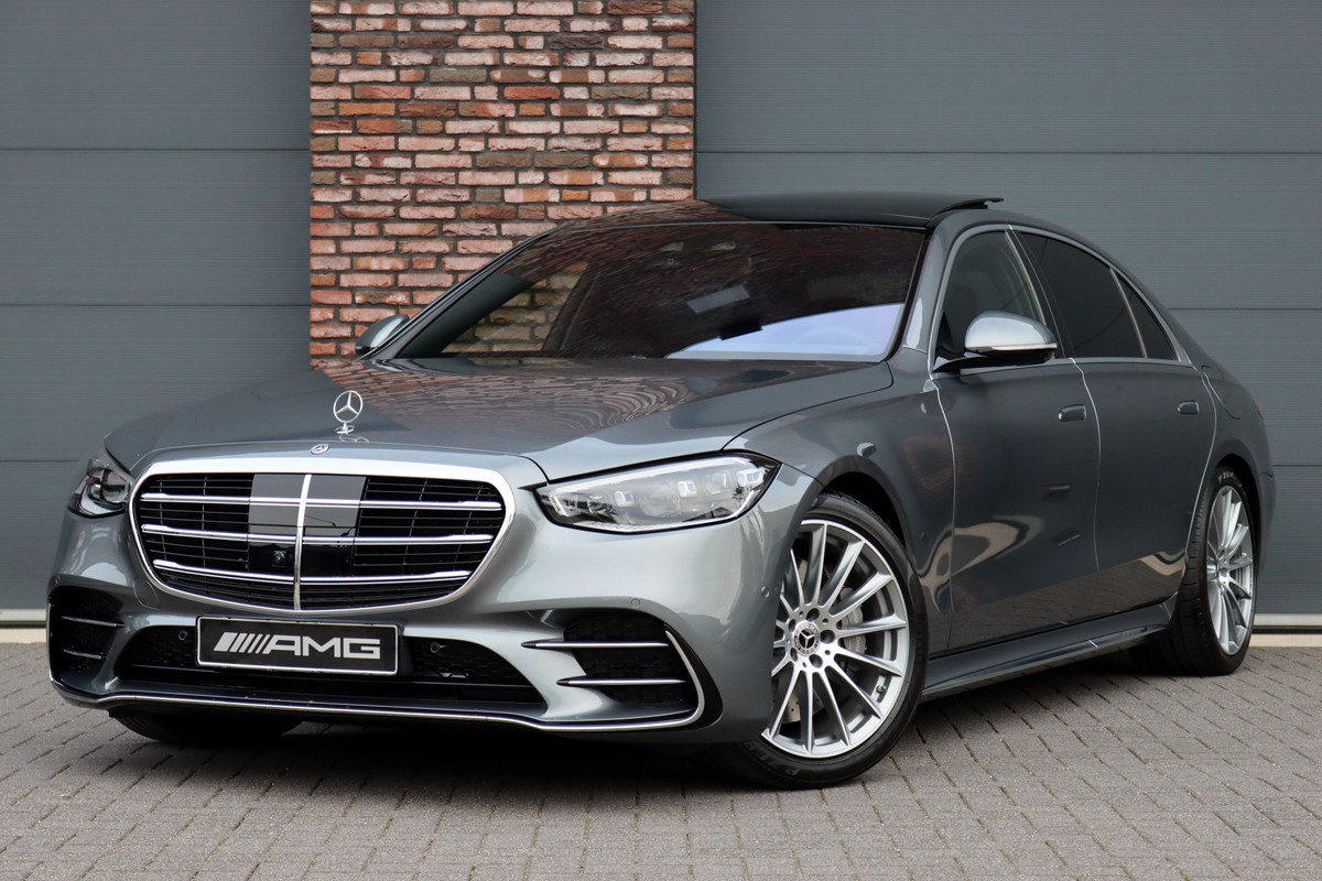 Mercedes-Benz S-Klasse 580 e 4MATIC Lang AMG Line Aut9, Plug-in Hybride, Luchtvering, Panoramadak, Distronic+, Burmester, Head-up Display, Surround Camera, Augmented Reality, Stoelverwarming/-ventilatie V+A, Leder, Memory, Etc,