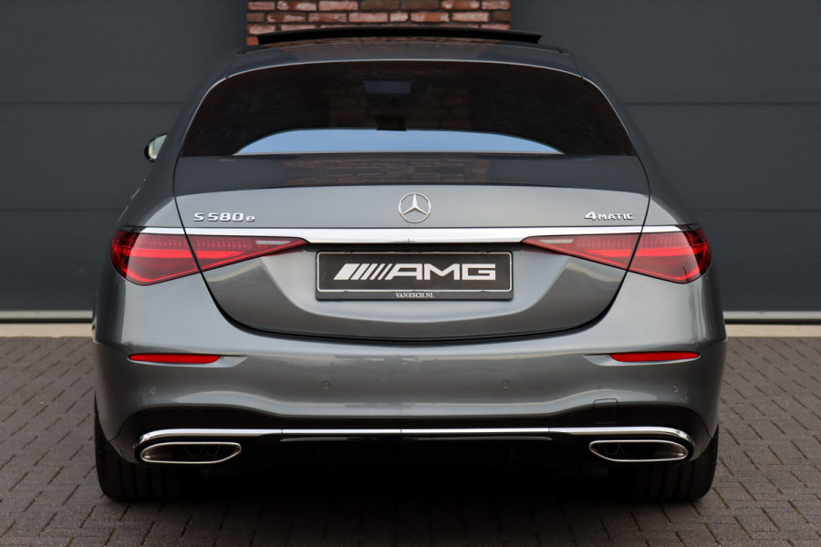 Mercedes-Benz S-Klasse 580 e 4MATIC Lang AMG Line Aut9, Plug-in Hybride, Luchtvering, Panoramadak, Distronic+, Burmester, Head-up Display, Surround Camera, Augmented Reality, Stoelverwarming/-ventilatie V+A, Leder, Memory, Etc,