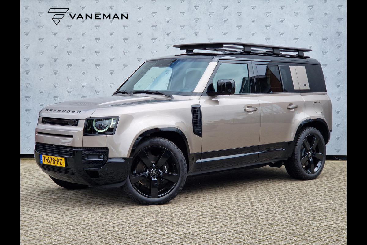 Land Rover Defender 110 2.0 P400e 110 X-Dynamic HSE | Panoramadak | 22" Velgen in Gloss Black | 11,4" Touch Screen | Cold Climate Pack | Elektrische Trekhaak | Expedition imperiaal | Uitklapbare Dakladder| All Season Banden