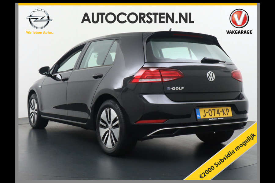 Volkswagen e-Golf €13.940,- na Subsidie 5drs Apple Carplay Android Auto Navi-Full Ecc Adapt.Cruise-Control Bluetooth Led PDV v+a Regen-Licht Senso Virtual Cockpit App-Connect Elec.ramen en Spiegels E-DITION €2.000,- subsidie mogelijk 1ste Eigenaar