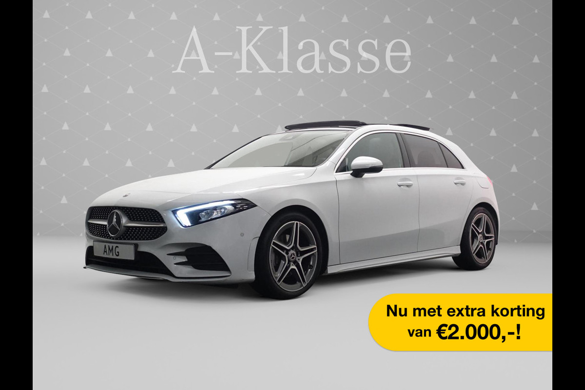 Mercedes-Benz A-Klasse 250 AMG Night Ed 250pk Aut- Panodak I Mbux I Sfeerverlichting I Leder  Xenon I Led