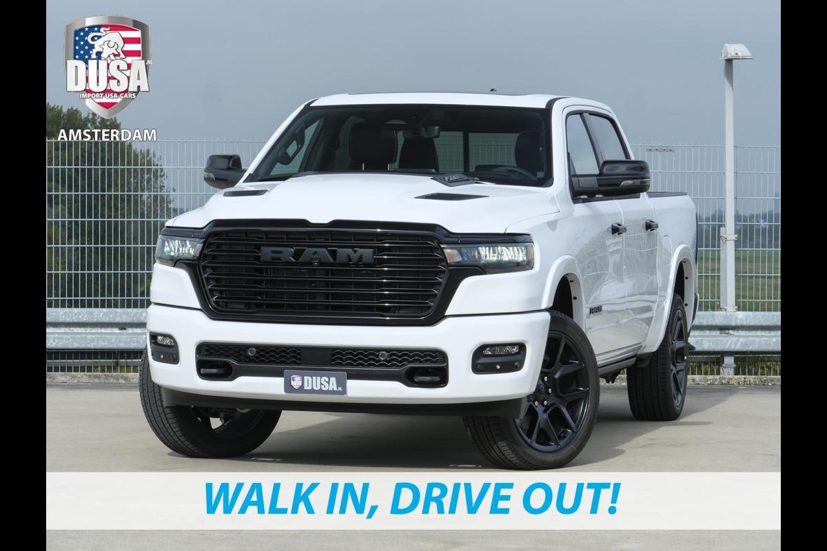 Dodge Ram 1500 | Laramie | Night Edition | Crew Cab | 4X4 | 2025 Panorama | Niveau regeling | 14,4-inch Touchscreen | Passenger Display Meerprijs extra opties / Accessoires - Deksel, Backflip, Fenders, wraps, Stripings etc