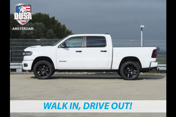 Dodge Ram 1500 | Laramie | Night Edition | 2025 Panorama | Niveau regeling | 14,5-inch Touchscreen | Passenger Display Meerprijs extra opties / Accessoires - Deksel, Backflip, Fenders, wraps, Stripings etc