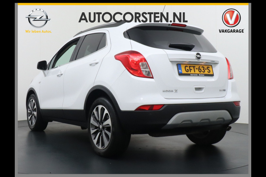 Opel Mokka X T141PK Leder Navi Apple Carplay-Android 18"LMV Ecc PDC Regensensor Led AGR-Stoelen+Verwarmd Bluetooth Cruise Control Regen-Licht Stuurverwarming Keyless Elec. Ramen en Spiegels + inklp. Innovation Cosmo Super Compleet, €30.000 nieuw!