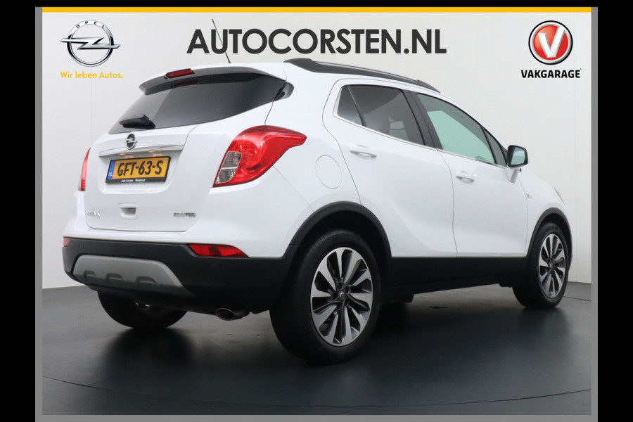 Opel Mokka X T141PK Leder Navi Apple Carplay-Android 18"LMV Ecc PDC Regensensor Led AGR-Stoelen+Verwarmd Bluetooth Cruise Control Regen-Licht Stuurverwarming Keyless Elec. Ramen en Spiegels + inklp. Innovation Cosmo Super Compleet, €30.000 nieuw!