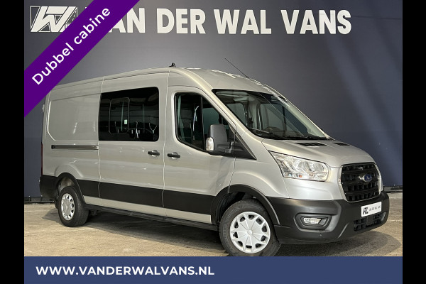 Ford Transit 2.0 TDCI 130pk L3H2 Dubbele cabine Euro6 Airco | 6 Zits | Trekhaak | LED Cruisecontrol, parkeersensoren, verwarmde voorruit