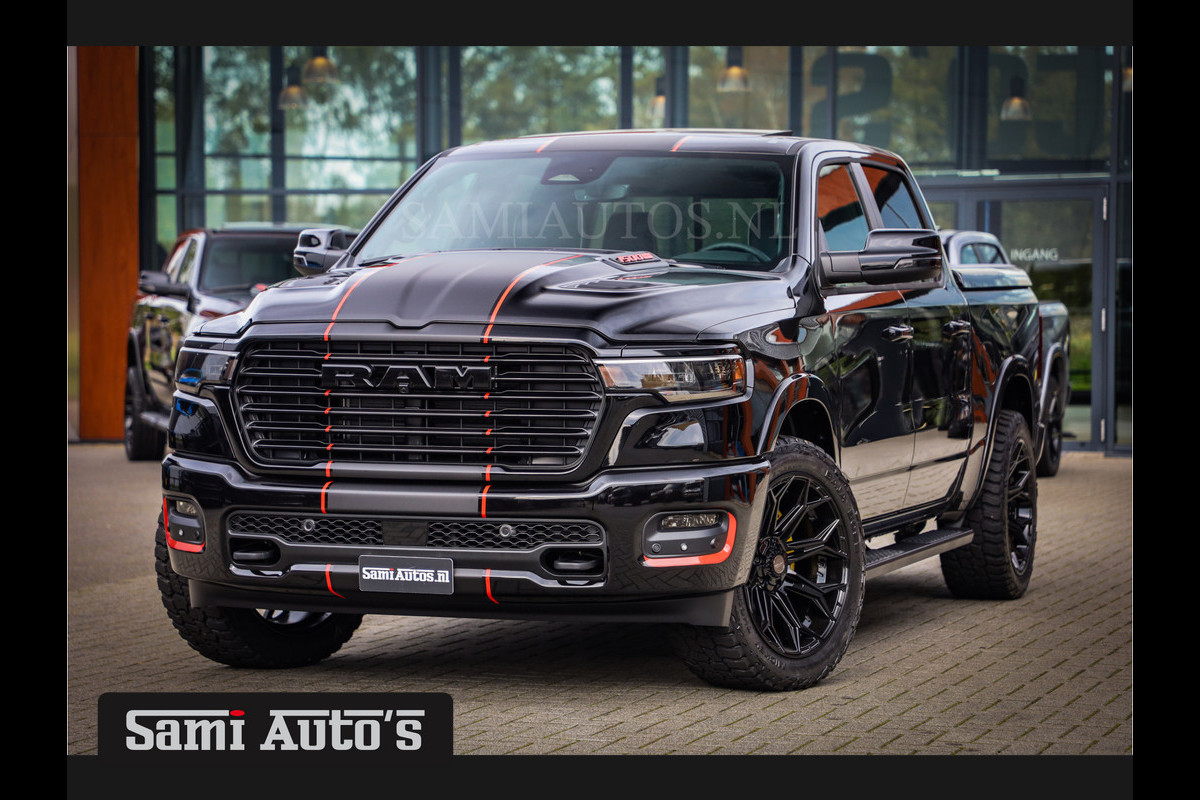 Dodge Ram 2025 LARAMIE NIGHT PREMIUM | BOM VOL + 14.4 INCH SCHERM BOM VOL | LUCHTVERING | HUD | HURRICAN 420PK 636 Nm TWIN TURBO | PRIJS M DUBBELE CABINE | PICK UP | 5 PERSOONS | DC | GRIJSKENTEKEN | VOORRAAD NR 2222 - 5039