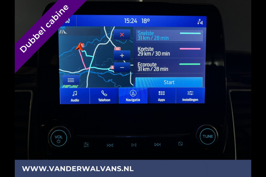 Ford Transit Custom 2.0 TDCI Automaat L2H1 Dubbele Cabine Euro6 Airco | 2x zijdeur | Navigatie | Camera Trekhaak, LED, Cruisecontrol, Parkeersensoren, Stoelverwarming, Verwarmde voorruit, Dakdragers, Android Auto, Apple Carplay, 5-zits