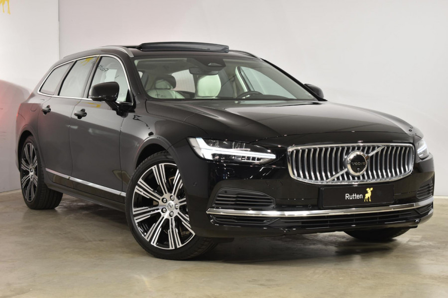 Volvo V90 T6 350PK Longe Range AWD Ultimate Bright / Luchtvering / Nappa Leder met Ventilatie / 20'' velgen / 360 camera / Head-up Display