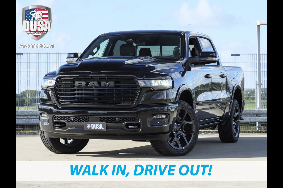 Dodge Ram 1500 | Laramie | Night Edition | Crew Cab | 4X4 | 2025 Panorama | Niveau regeling | 14,4-inch Touchscreen | Passenger Display Meerprijs extra opties / Accessoires - Deksel, Backflip, Fenders, wraps, Stripings etc