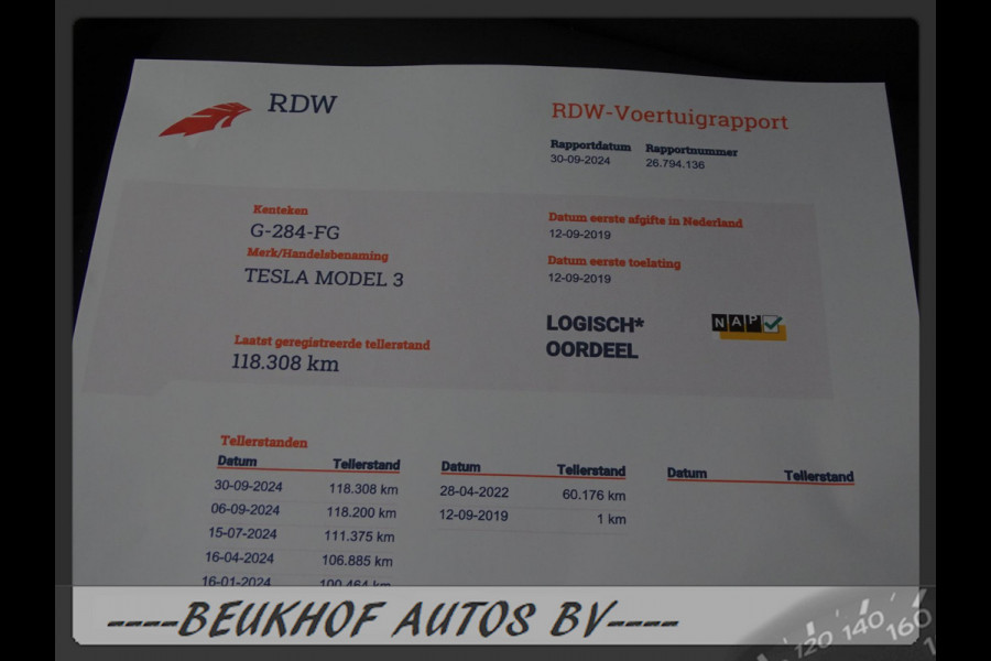 Tesla Model 3 Standard RWD Plus 325Pk Panodak Leer Autopilot