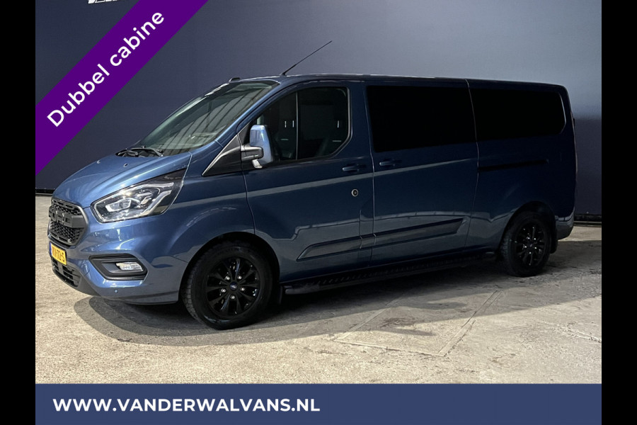 Ford Transit Custom 2.0 TDCI 130pk Automaat L2H1 Platinum Edition Dubbele cabine Euro6 Airco | Leer | 2x Zijdeur | Camera, Navigatie, Cruisecontrol, Trekhaak. Parkeersensoren, LED, Sidebars, LM velgen, Stoelverwarming, Verwarmde voorruit, 5-Zits