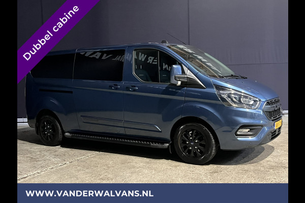 Ford Transit Custom 2.0 TDCI 130pk Automaat L2H1 Platinum Edition Dubbele cabine Euro6 Airco | Leer | 2x Zijdeur | Camera, Navigatie, Cruisecontrol, Trekhaak. Parkeersensoren, LED, Sidebars, LM velgen, Stoelverwarming, Verwarmde voorruit, 5-Zits