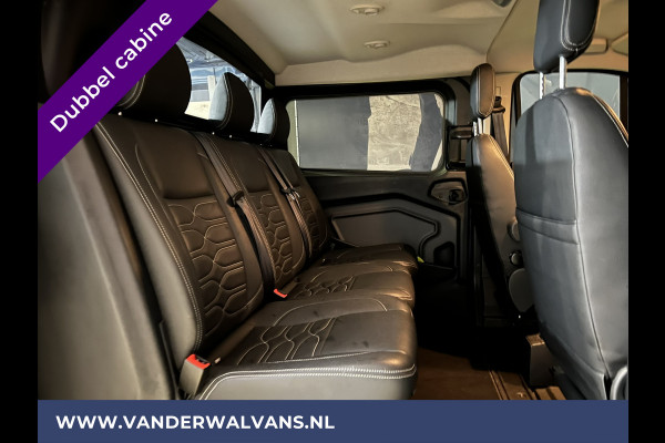 Ford Transit Custom 2.0 TDCI 130pk Automaat L2H1 Platinum Edition Dubbele cabine Euro6 Airco | Leer | 2x Zijdeur | Camera, Navigatie, Cruisecontrol, Trekhaak. Parkeersensoren, LED, Sidebars, LM velgen, Stoelverwarming, Verwarmde voorruit, 5-Zits